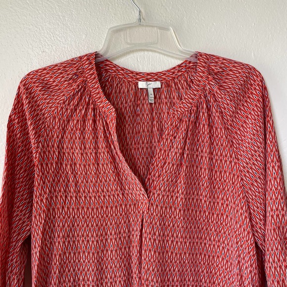 Joie SILK M Red Orange babydoll blouse tunic - Picture 3 of 10